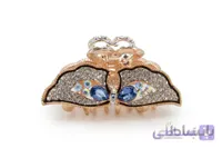 کلیپس نگین دار سرمه ای طرح پروانه