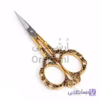قیچی فانتزی گلدوزی و نیدل پانچ مدل گل طلایی