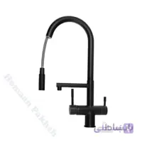 شیر ظرفشویی برند توپسن مدل دوکاره شلنگدار مشکی ( Topsan Black)