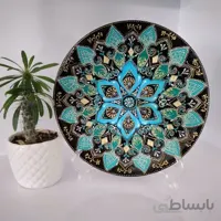 بشقاب سفالی طرح آبی آسمانی