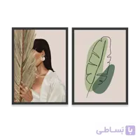 ست تابلو 2 تایی فانتزی زن و برگ