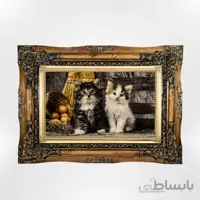 تابلو فرش دستباف طرح گربه کد ۱۱۱