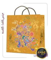 ساکدستی فانتزی لوکس طلایی با کاغذ گلاسه کد10325