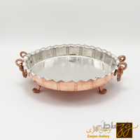 سینی مسی چکشی پایه دار کوچک