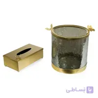 ست سطل و جا دستمال سالینو مدل استوانه برنزی کد B-416413