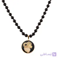گردنبند سنگ اونیکس و ورق طلا ماه فروردین