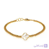 دستبند طلا زنانه طرح کارتیه با گل ونکلیف کد CB368