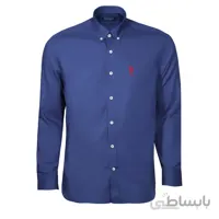 پیراهن آبی پر رنگ ساده مردانه طرح پولو کد Zn001