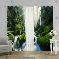 پرده سه بعدی منظره جنگل و رودخانه PK-4176