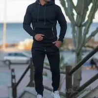 ست هودی و شلوار مردانه جنس دورس سه نخ رنگ مشکی کد 147 ا Men's hoodie and pants set made of black dorsal hair, code 147