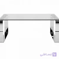 میز جلو مبلی TB11 - آبکاری کروم و شیشه سفید