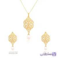 نیم ست طلا زنانه طرح اسلیمی با مروارید کد CS309