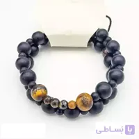 دستبند مهره ای دستساز مشکی قهوه ای