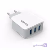 شارژر دیواری الدینیو مدل A2203 دارای 2 پورت فست شارژ ا LDNIO A2203 Dual USB Port 2.4A Wall Charger