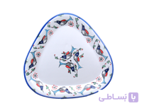دیس مثلثی کوچک چینی میبد مروارید نقش مرغی رنگی