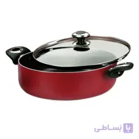 قابلمه کوتاه سایز 24 گرانیتا زرشکی با درب شیشه ای زرساب کد GT-424KG-R