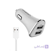 شارژر فندکی 2 پورت مدل TREQA CS-201 به همراه کابل میکرو یو اس بی