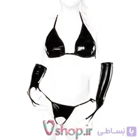 ست فانتزی فاق باز با ساق دست لاتکس