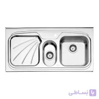سینک استیل البرز دو لنگه فانتزی 610 روکار عرض 50 - راست ا steelalbroz.sink610/50 on
