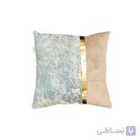 کوسن ترکیبی چرم و مخمل مدل یاسمن رنگ کرم