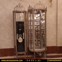 ست بوفه ساعت برنزی طرح گل رز برجسته آنتیک
