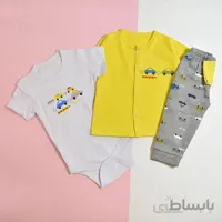 ست لباس سه تکه طرح ماشین لیمویی کد 1112