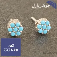 گوشواره نقره میخی نگین آبی دخترانه کد GO_1097