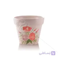 گلدان سرامیکی سطلی آبرنگی ارتفاع 13 سانتی متر