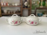 یک جفت قندان ژاپنی قدیمی با گل زیبا و کم یاب