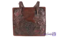کیف دستی چرم طبیعی قلم زنی پرکار طرح گلستان
