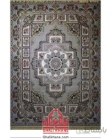 فرش ماشینی کاشان 1200 شانه طرح حوض نقره نسکافه ای