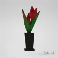 گلدان به همراه گل مصنوعی مدل لاله فانتزی ا گل لاله چوبی رو میزی از سری محصولات زینتی برای منازل میباشد که به صورت بسیار جذاب و مینیمال طراحی شده