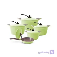 سری قابلمه ۱۰ پارچه سرامیک سبز عرشیا مدل CO116-1990