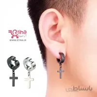 گوشواره صلیب مردانه زنانه/ پیرسینگ بدون سوراخ آویز