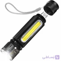 چراغ قوه دستی قابل شارژ USB با چراغ جانبی و آهنربا