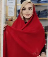 شال بافت ساده قرمز گوجه ای