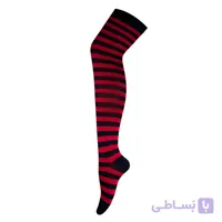 جوراب بالازانو راه راه قرمز مشکی آپتیمیست