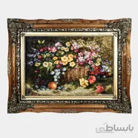 تابلو فرش دستباف طرح گلدان حصیری کد ۱۰۵