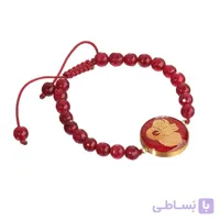 دستبند سنگ جید سرخ و ورق طلا ماه فروردین