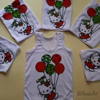 تاپ دخترانه نخی 1 ساله تا 10 ساله سفید طرح چاپی