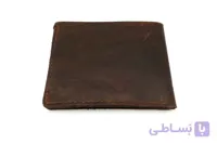 کیف پول چرم طبیعی شتری رنگ قهوه‌ای تیره