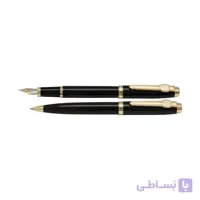 ست جفتی خودکار و خودنویس یوروپن LEX مشکی گیره زرد