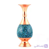 گلدان فیروزه کوب مسی صراحی سایز ۲۵ سانتی متری
