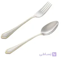 سرویس 57 پارچه قاشق و چنگال مدل ونیز دور طلایی ناب استیل
