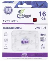 کارت حافظه microSDHC ویکو من مدل Extre 533X کلاس 10 استاندارد UHS I U1 سرعت 80MBps ظرفیت 16 گیگابایت ا Vicco Man Extre533X UHS-I U1 Class 10 80MBps microSDHC Card With Adapter 16GB