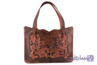 کیف دستی چرم طبیعی قلم‌زنی طرح ترنج