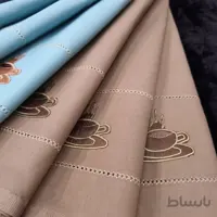 دستمال آشپزخانه تکه دوزی شده رزین تاژ 60*90 فیروزه ای کتان