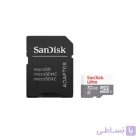 microSDHC Card With Adapter Sandisk Ultra A1 UHS-I U1 Class 10 98MBps 32GB ا کارت حافظه microSDHC سن دیسک Ultra A1 کلاس 10 استاندارد UHS-I U1 سرعت 98MBps ظرفیت 32 گیگابایت به همراه آداپتور SD