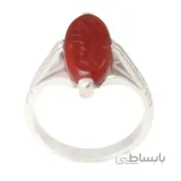 انگشتر نقره مردانه مدل عقیق سرخ حسبی الله رکاب دست ساز کد AM_1980