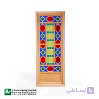 پنجره سنتی قواره بری اُرُسی چوبی با شیشه های رنگی صنایع چوب ساج مدل W204